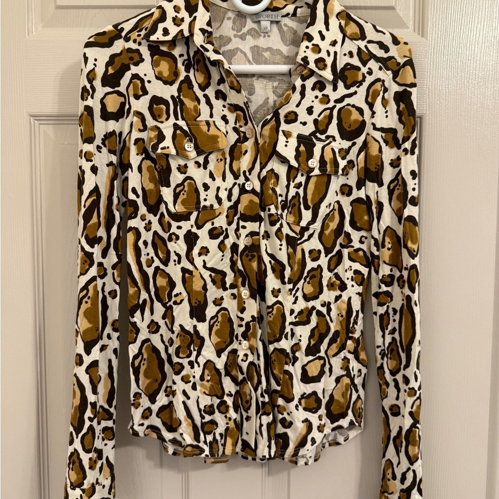 Worth Black and Brown Long Sleeve Button Down Shirt